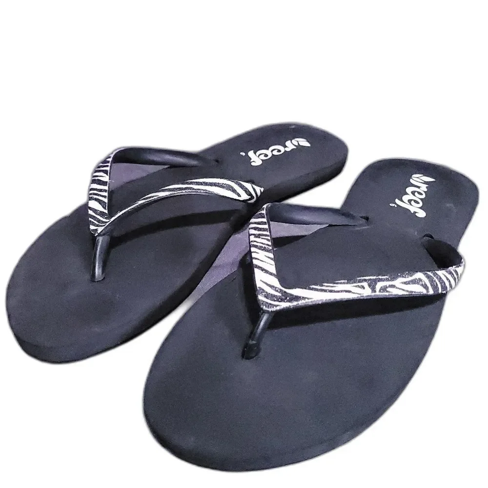 Reef Stargazer Luxe Black Zebra Thong Sandal Womens 6